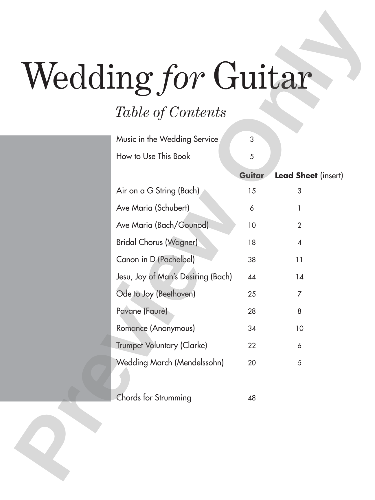Wedding for Guitar: In TAB: Solos and Duets with Optional Parts for C Instruments: Solo Guitar