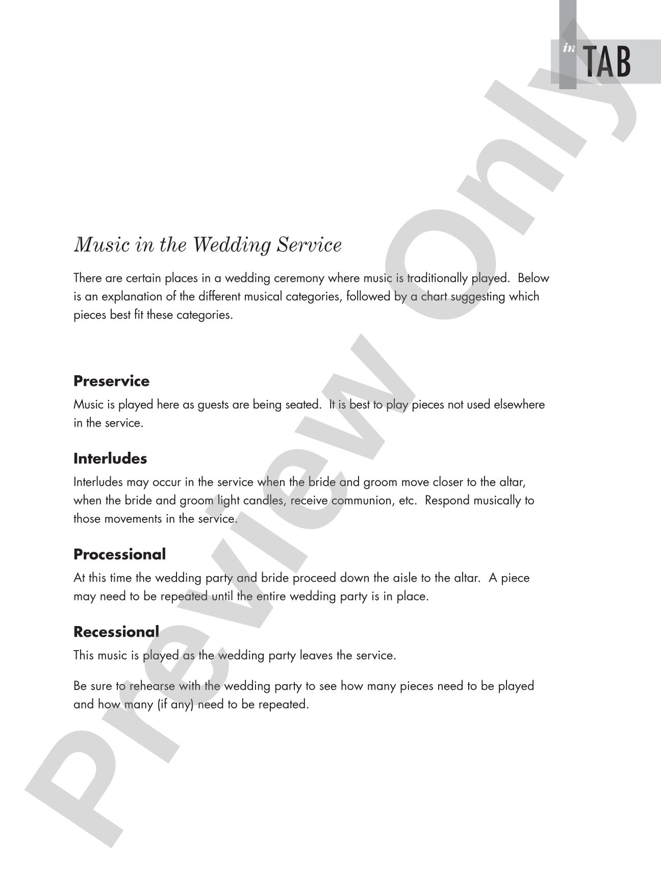 Wedding for Guitar: In TAB: Solos and Duets with Optional Parts for C Instruments: Solo Guitar