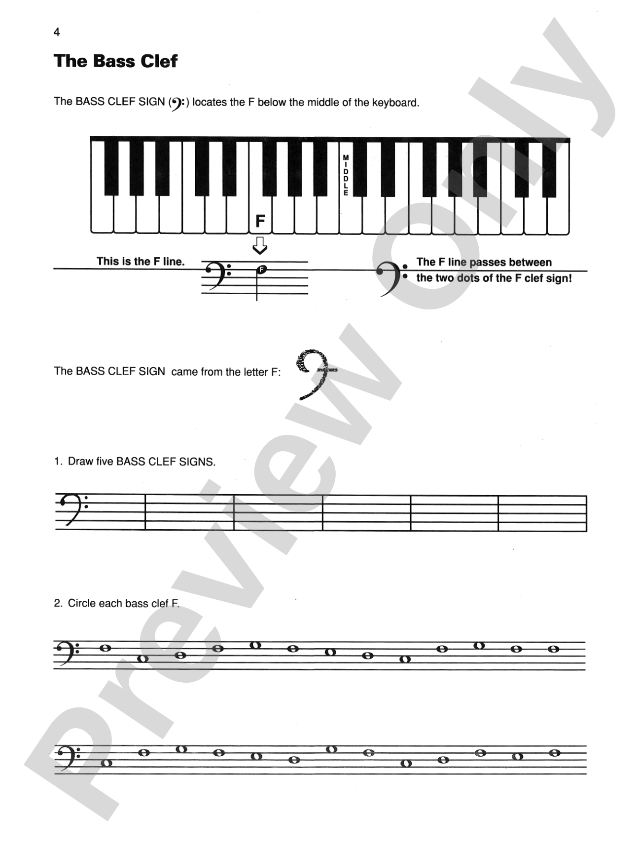 Basic Bass Clef: A Bass Clef Note Speller and Sight-Reading Book: Piano