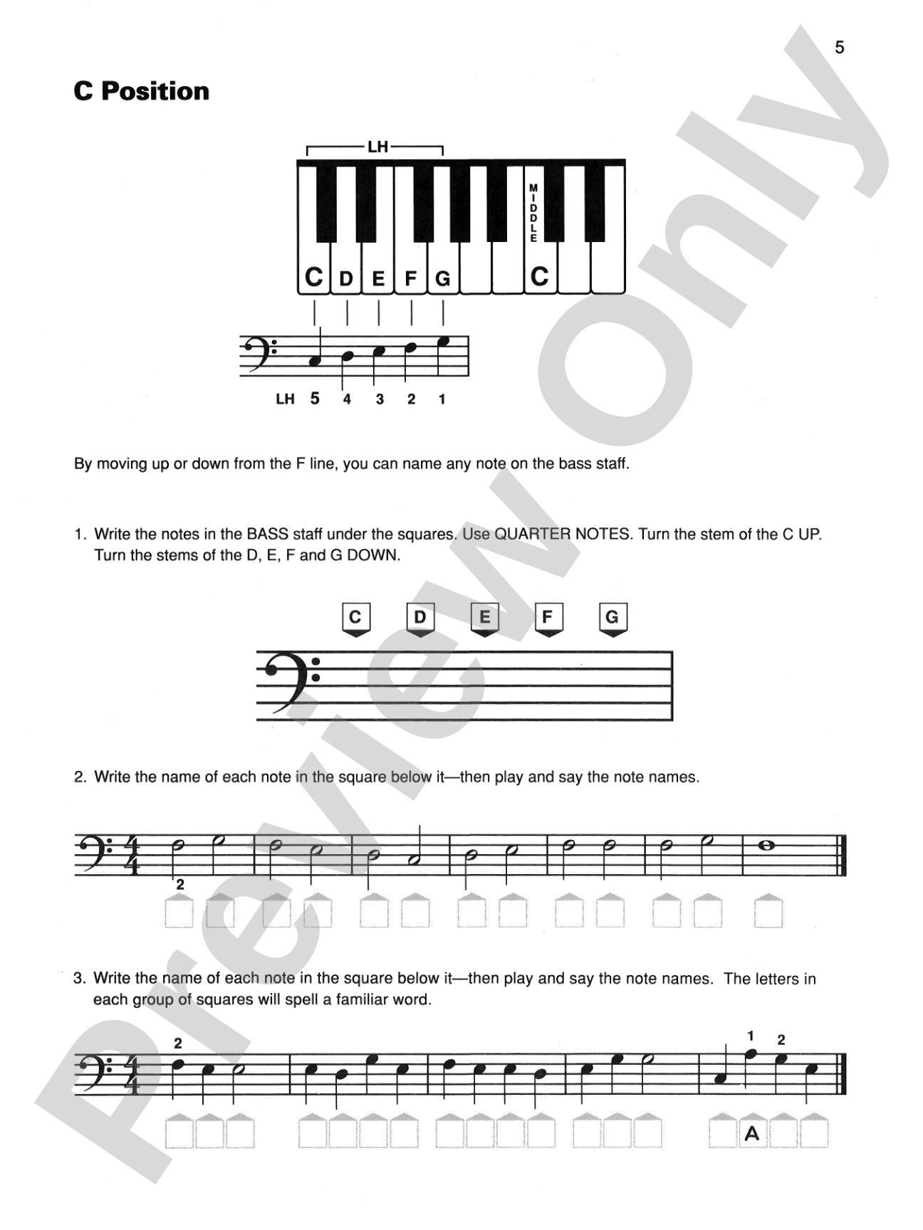 Basic Bass Clef: A Bass Clef Note Speller and Sight-Reading Book: Piano