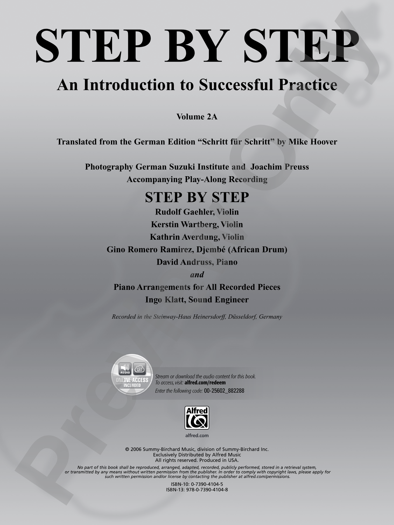 Step by Step 2A: An Introduction to Successful Practice for Violin: Violin