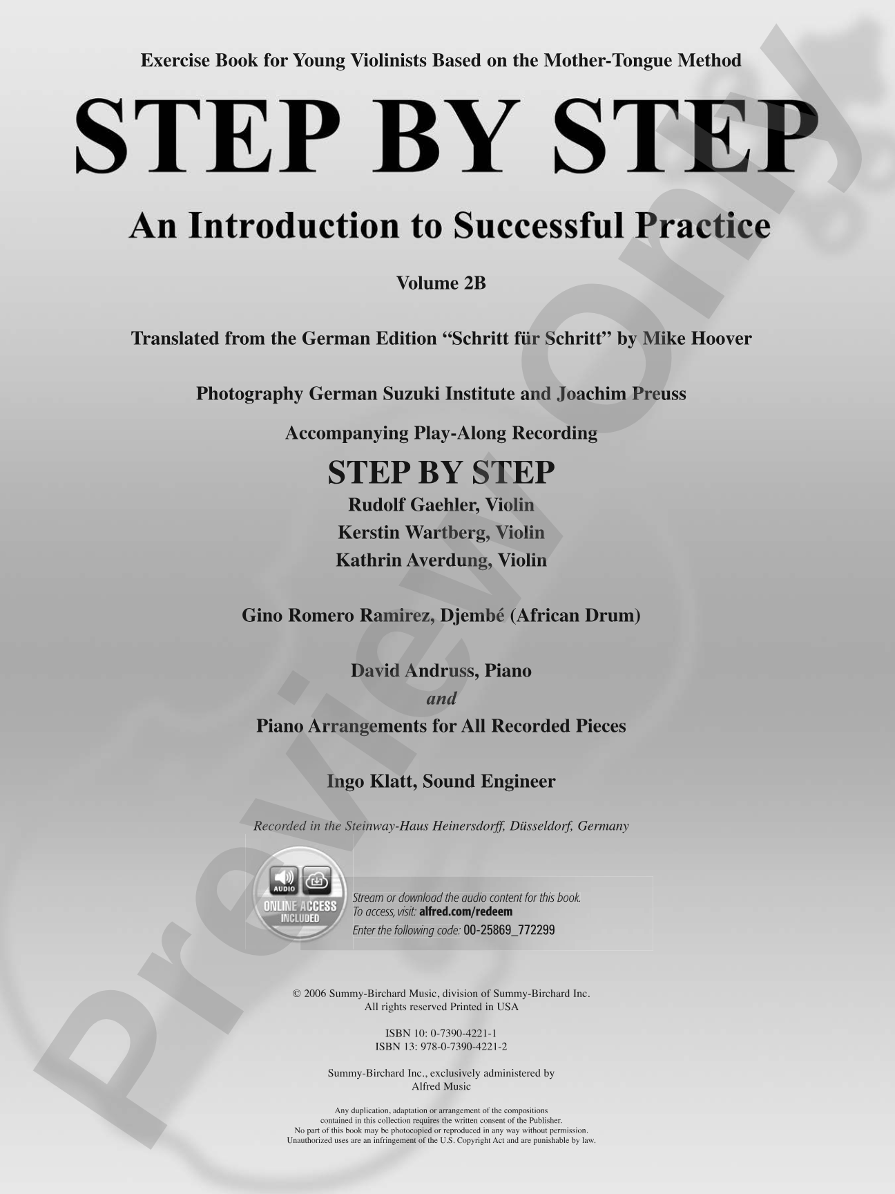 Step by Step 2B: An Introduction to Successful Practice for Violin: Violin