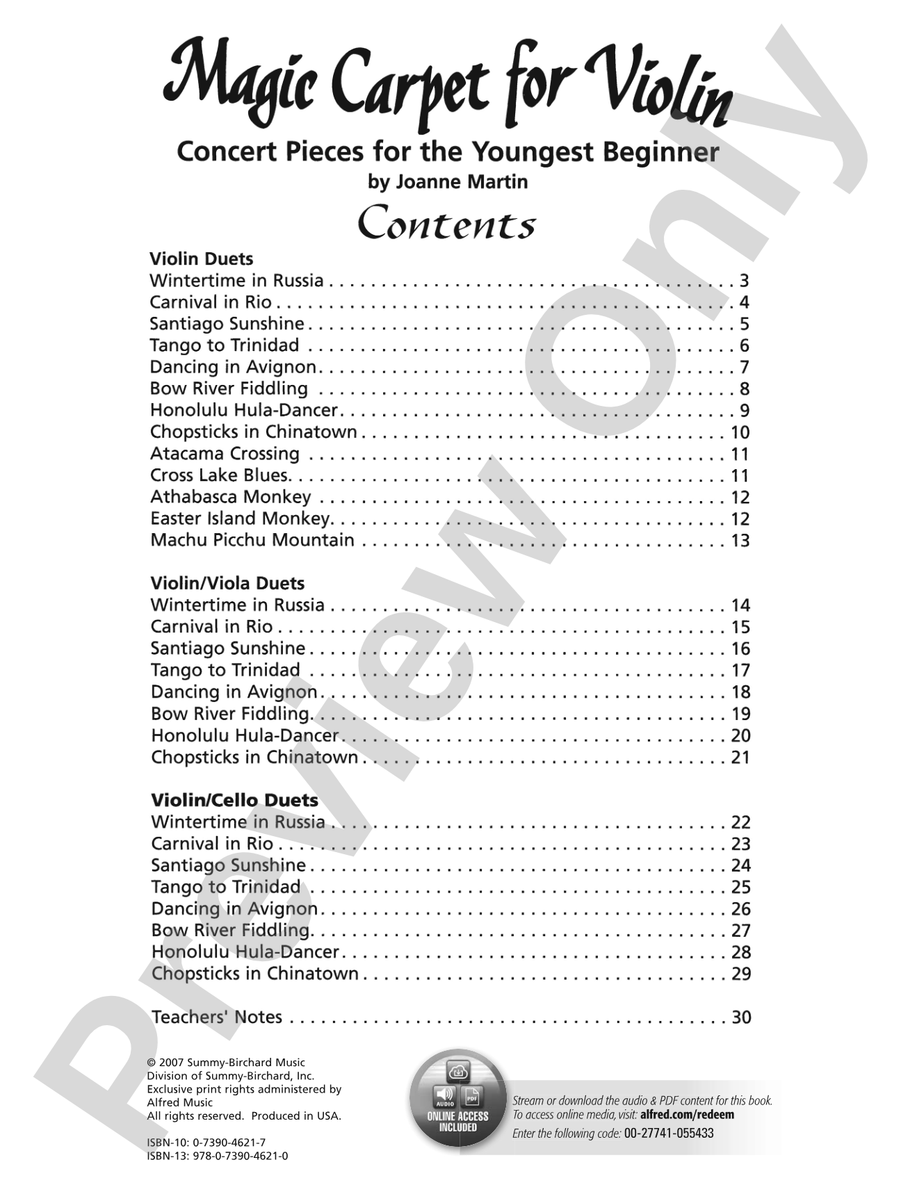Magic Carpet for Violin: Concert Pieces for the Youngest Beginners