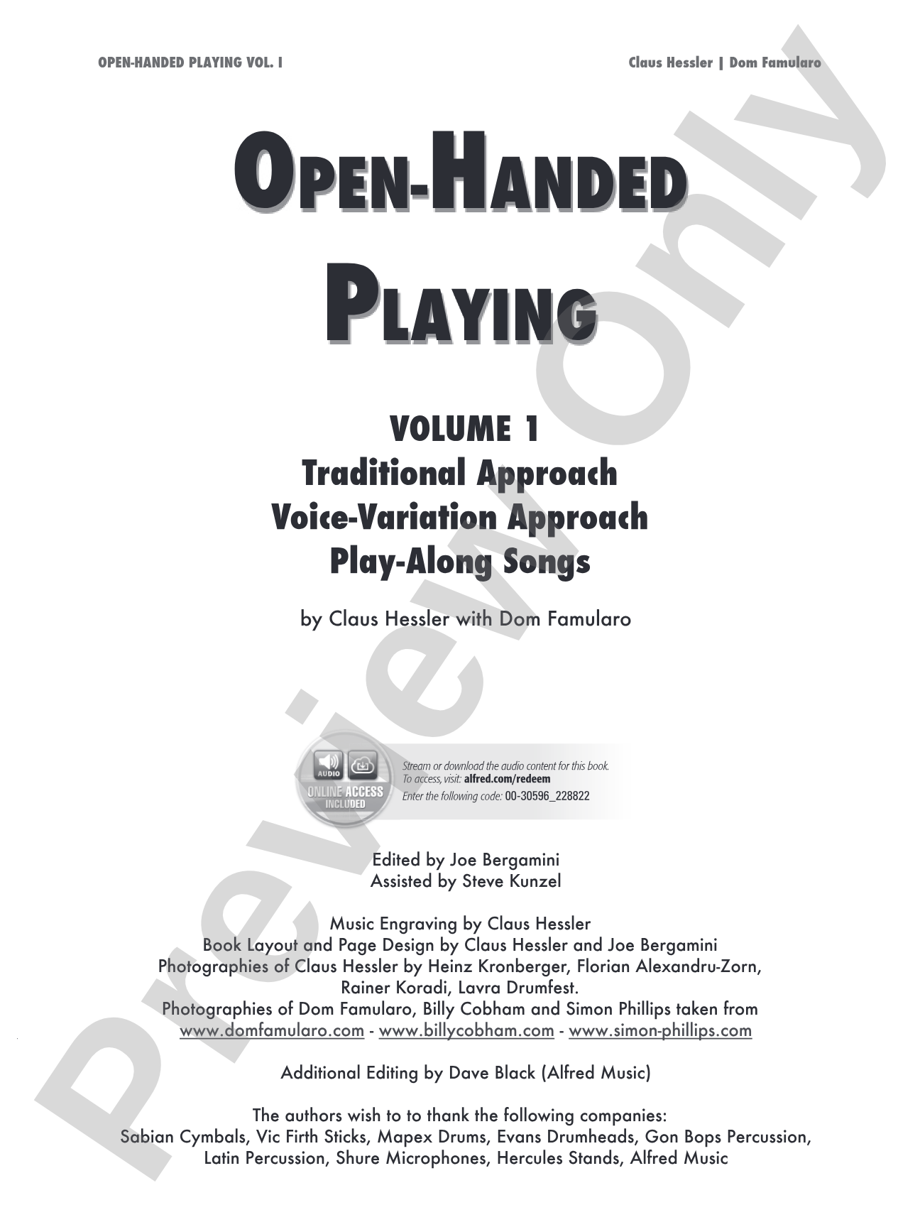 Open-Handed Playing, Volume 1