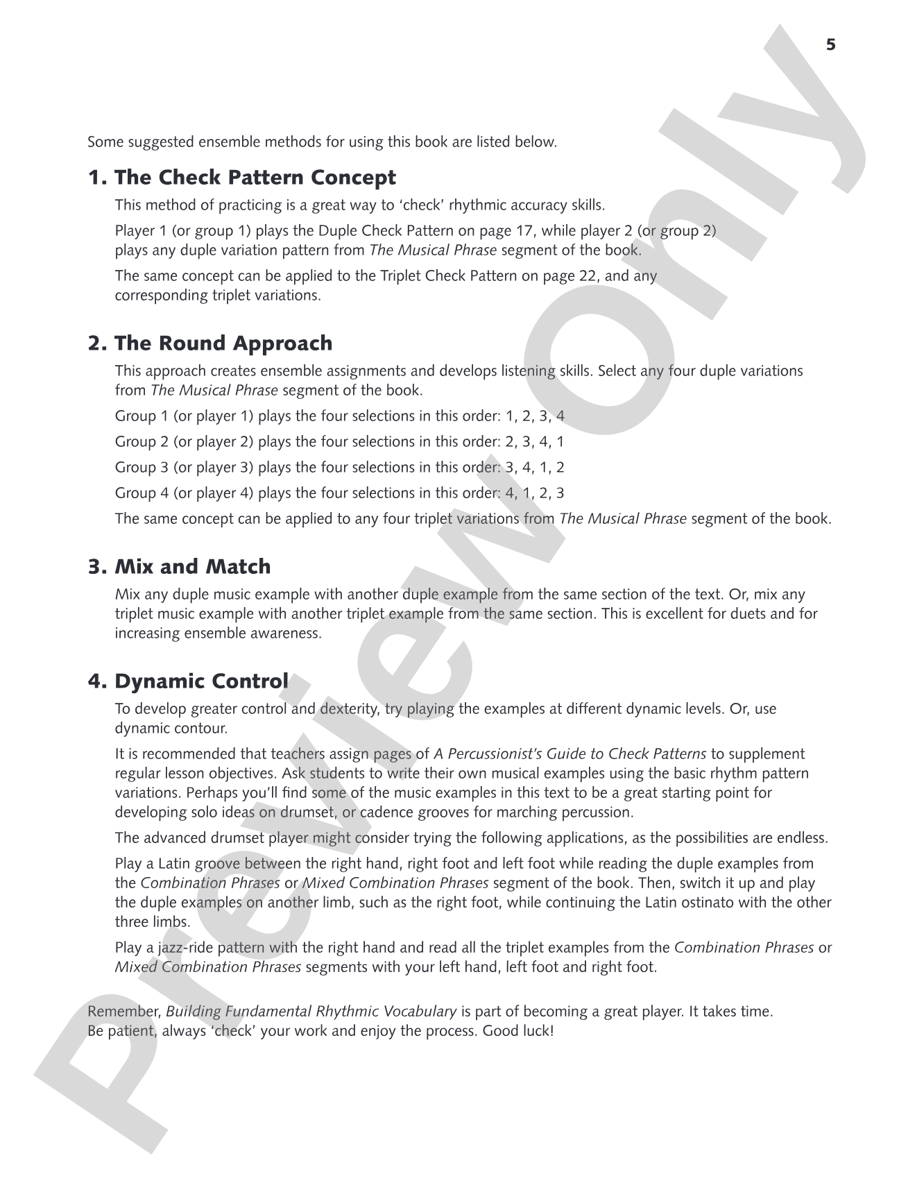A Percussionist's Guide to Check Patterns: Building a Fundamental Rhythmic Vocabulary