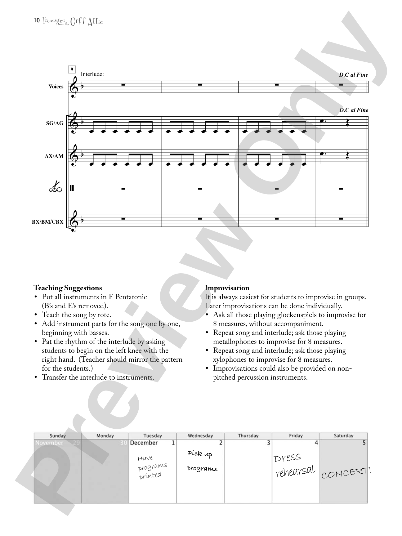 Treasures from the Orff Attic: Songs, Dances, Chants, and Orff Instrumental Accompaniments for Elementary and Middle School Students