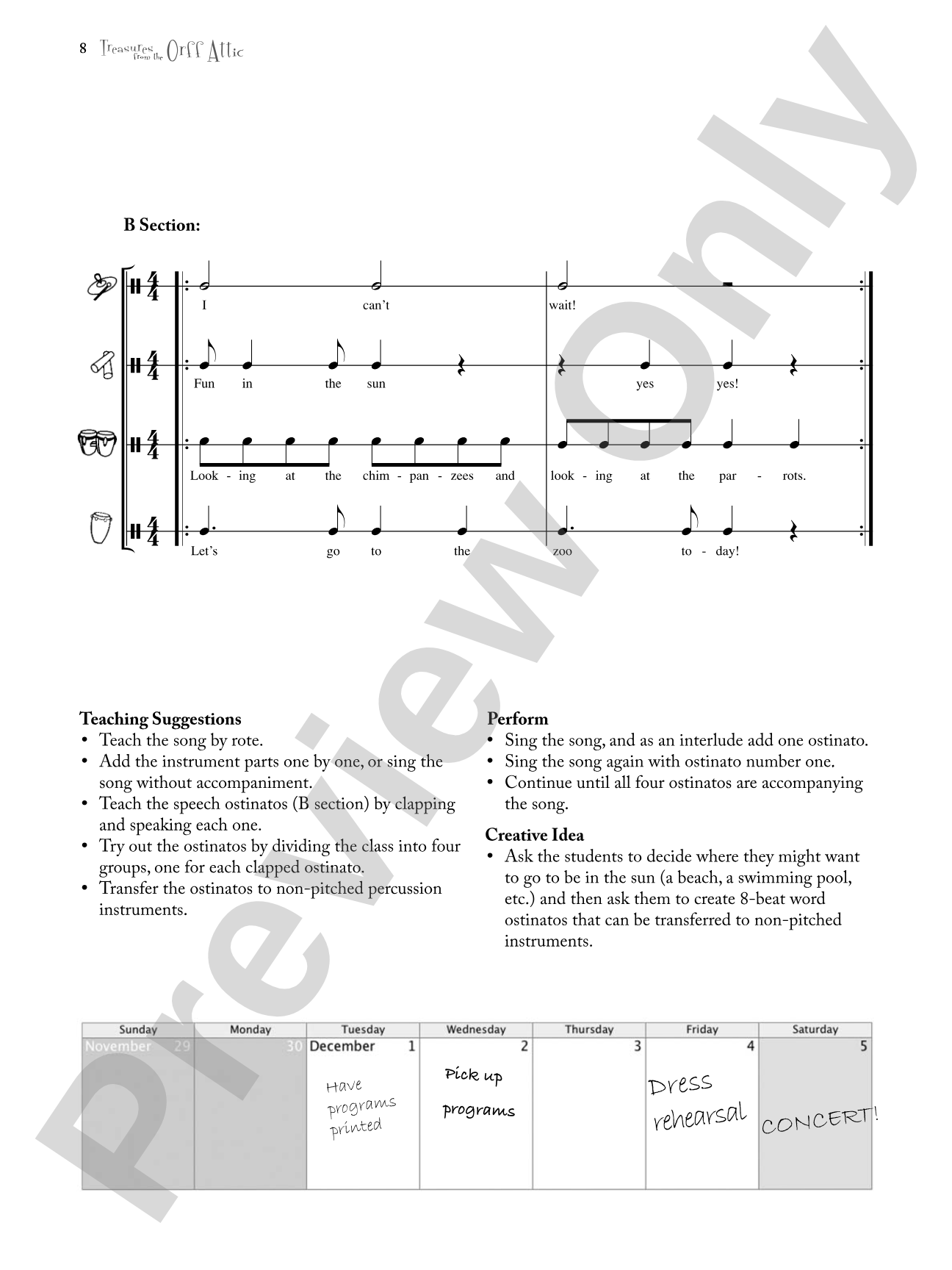 Treasures from the Orff Attic: Songs, Dances, Chants, and Orff Instrumental Accompaniments for Elementary and Middle School Students
