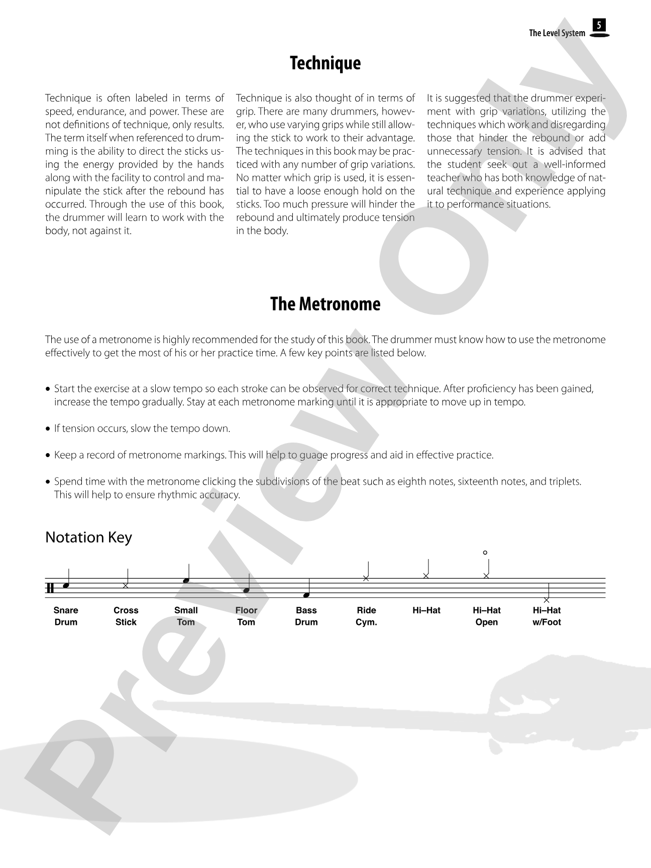 The Level System: A Natural Drum Technique Method for Developing Control of Accents and Dynamics