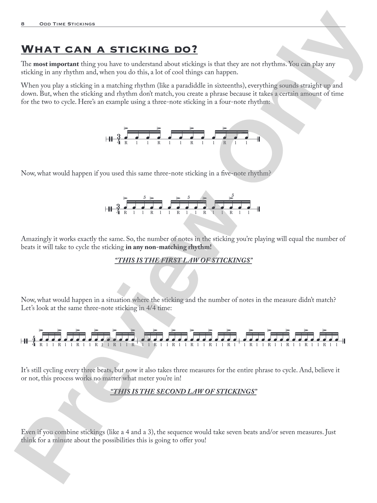 Odd Time Stickings: Contains: Compound Stickings for Odd-Meter Time Playing and Soloing