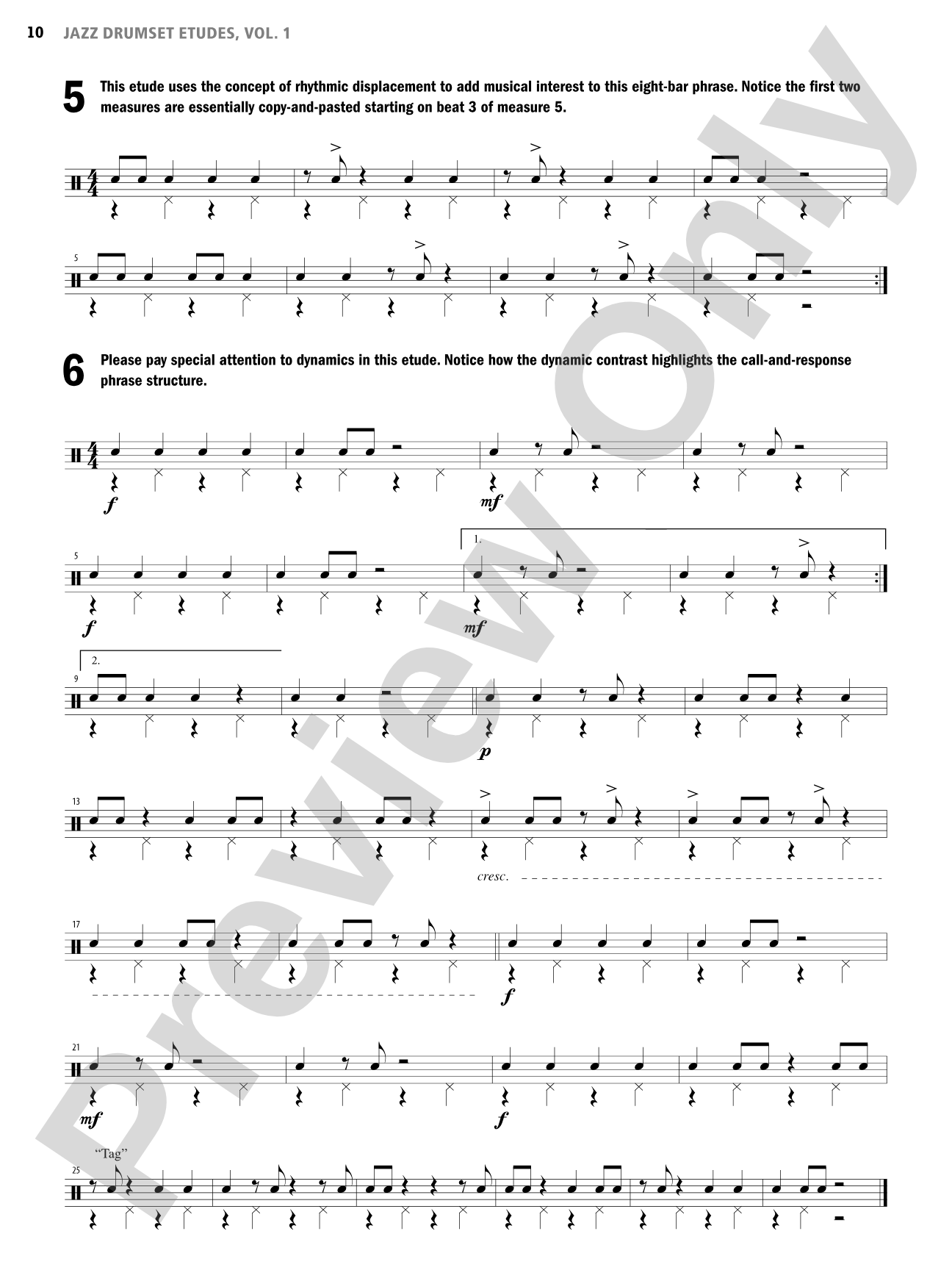 Jazz Drumset Etudes: A Guide for Developing Solo Techniques and Melodic Vocabulary, Vol. 1