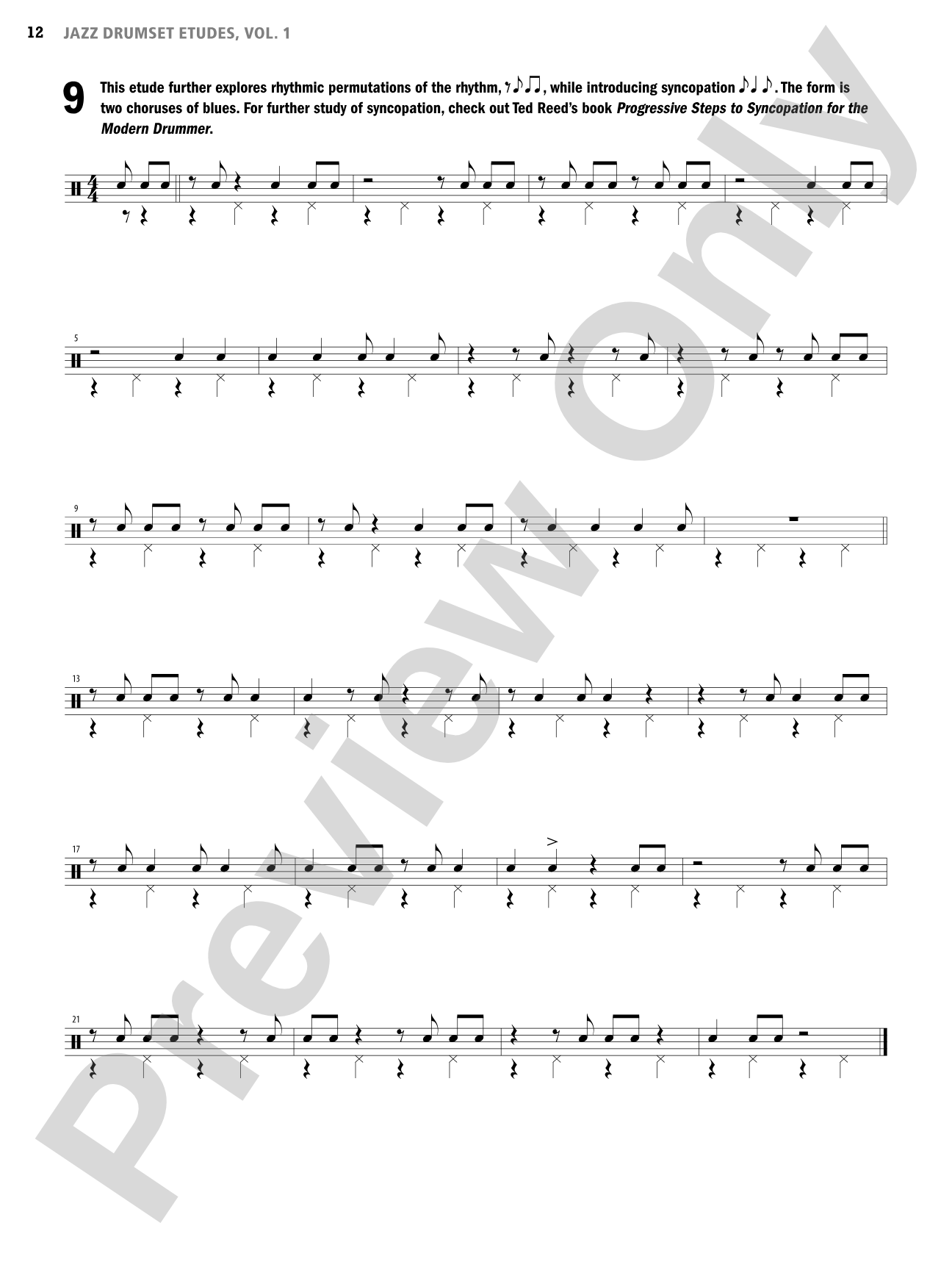 Jazz Drumset Etudes: A Guide for Developing Solo Techniques and Melodic Vocabulary, Vol. 1