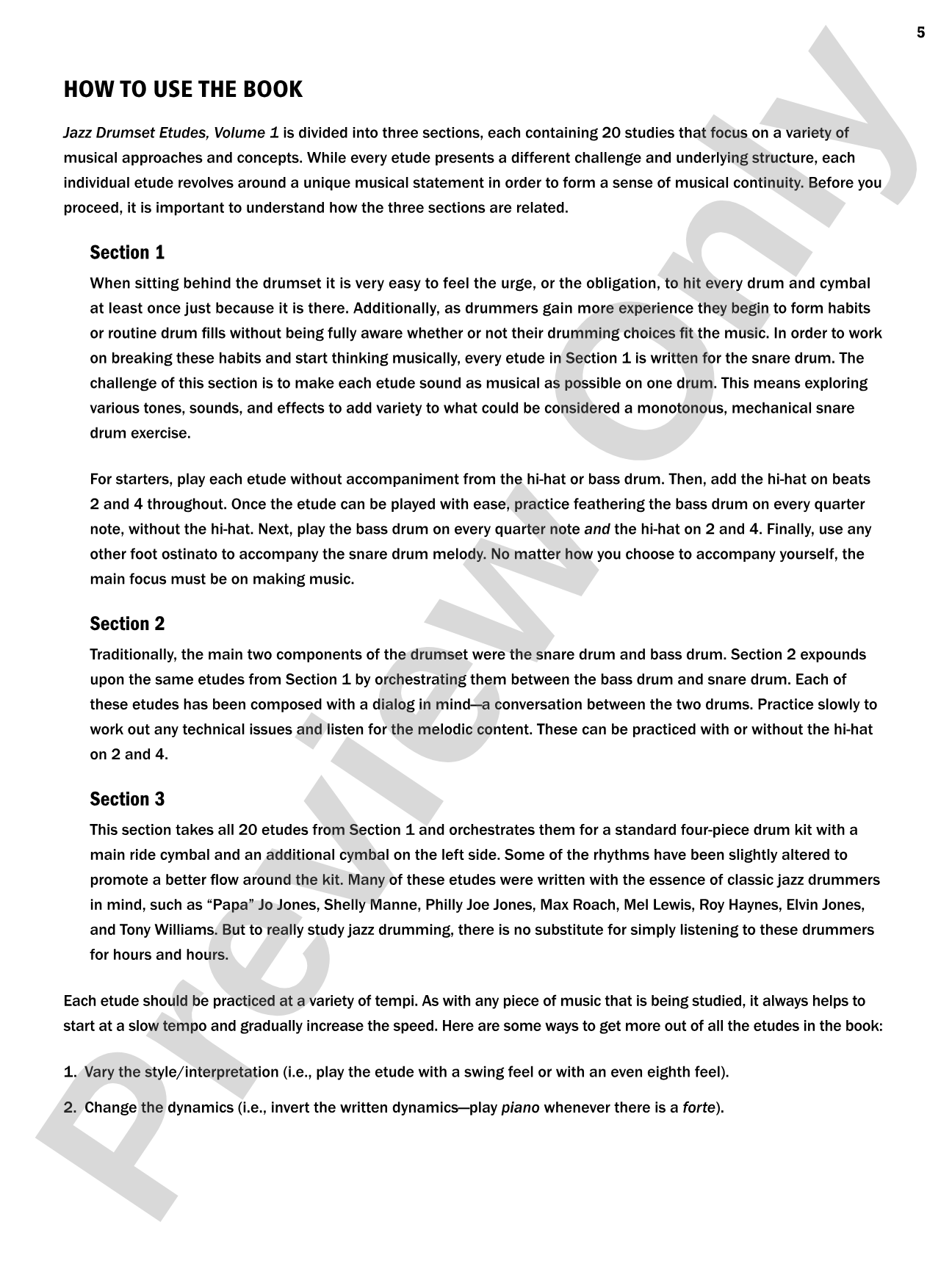 Jazz Drumset Etudes: A Guide for Developing Solo Techniques and Melodic Vocabulary, Vol. 1