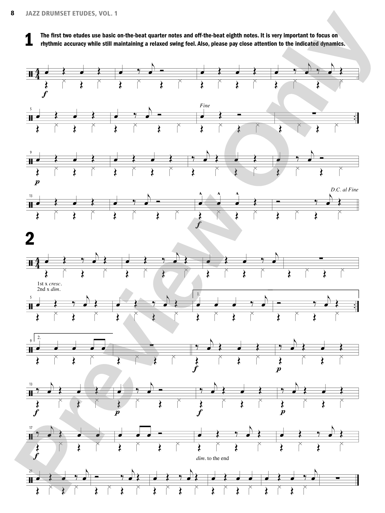 Jazz Drumset Etudes: A Guide for Developing Solo Techniques and Melodic Vocabulary, Vol. 1