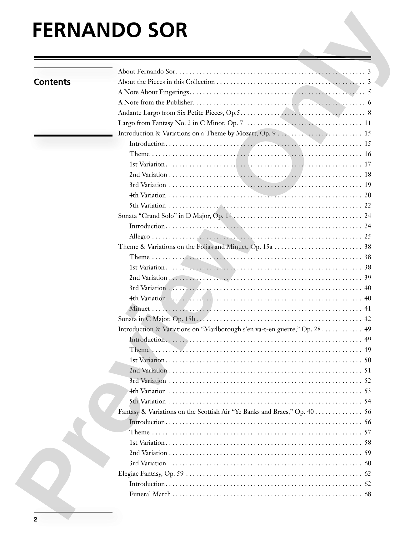 Sor: Selected Works for Guitar: Solo Guitar