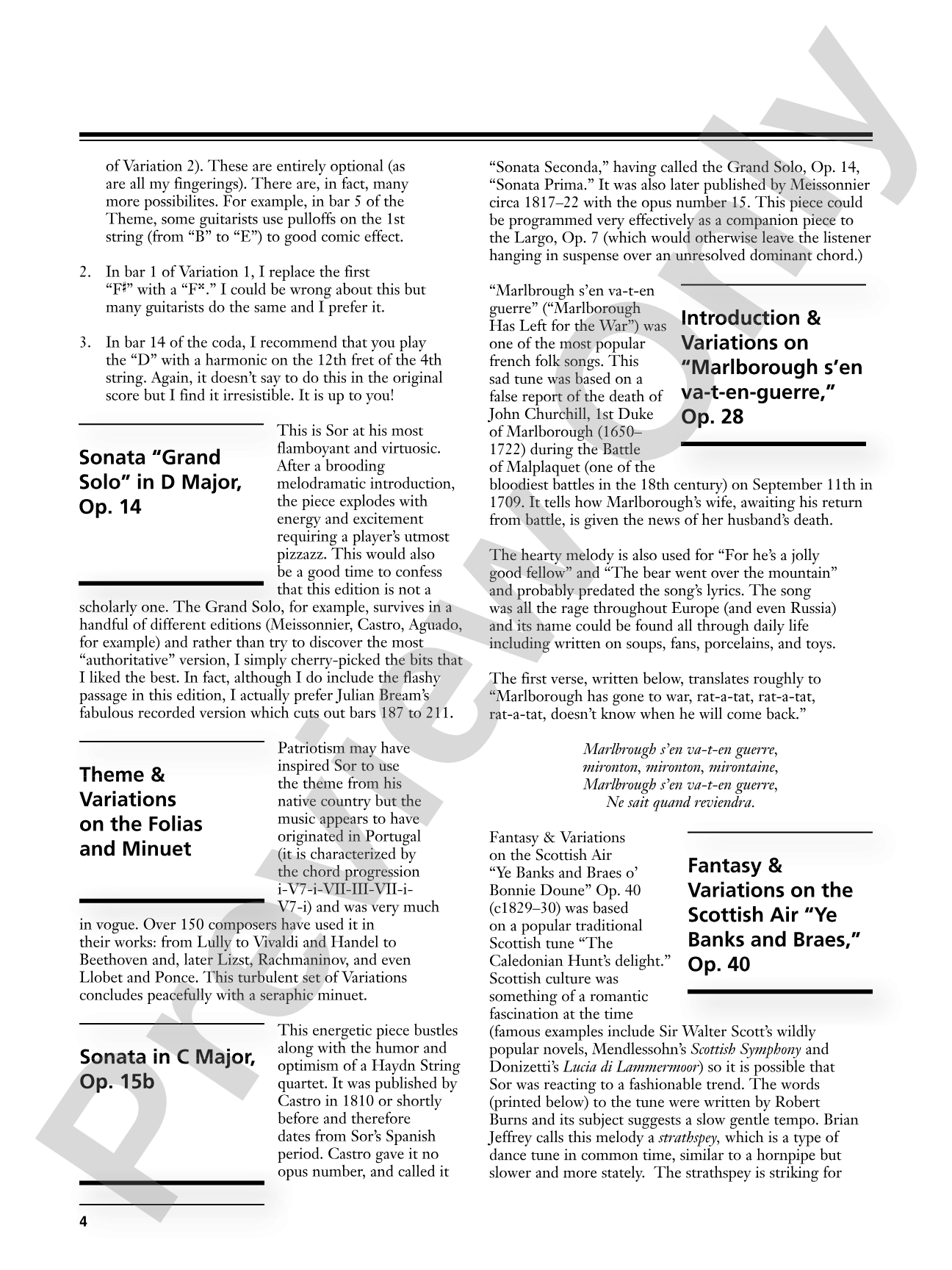 Sor: Selected Works for Guitar: Solo Guitar