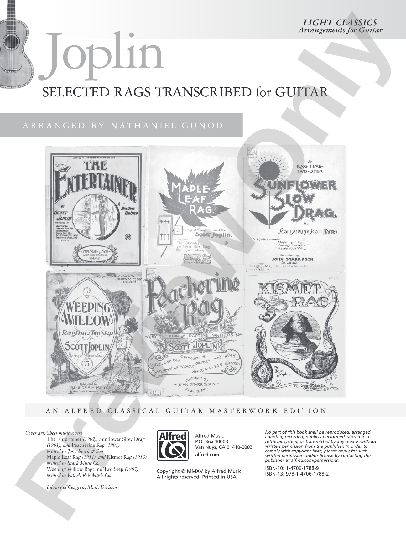 Joplin: Selected Rags Transcribed for Guitar: Light Classics Arrangements for Guitar: Solo Guitar