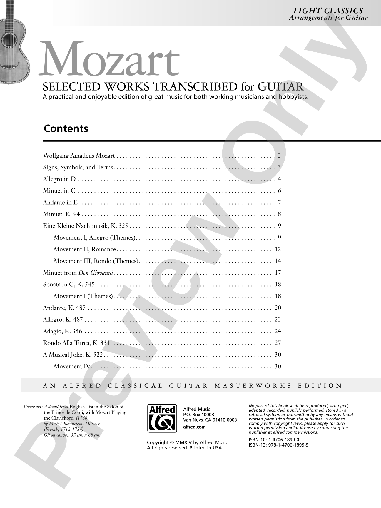 Mozart: Selected Works Transcribed for Guitar: Light Classics Arrangements for Guitar: Solo Guitar