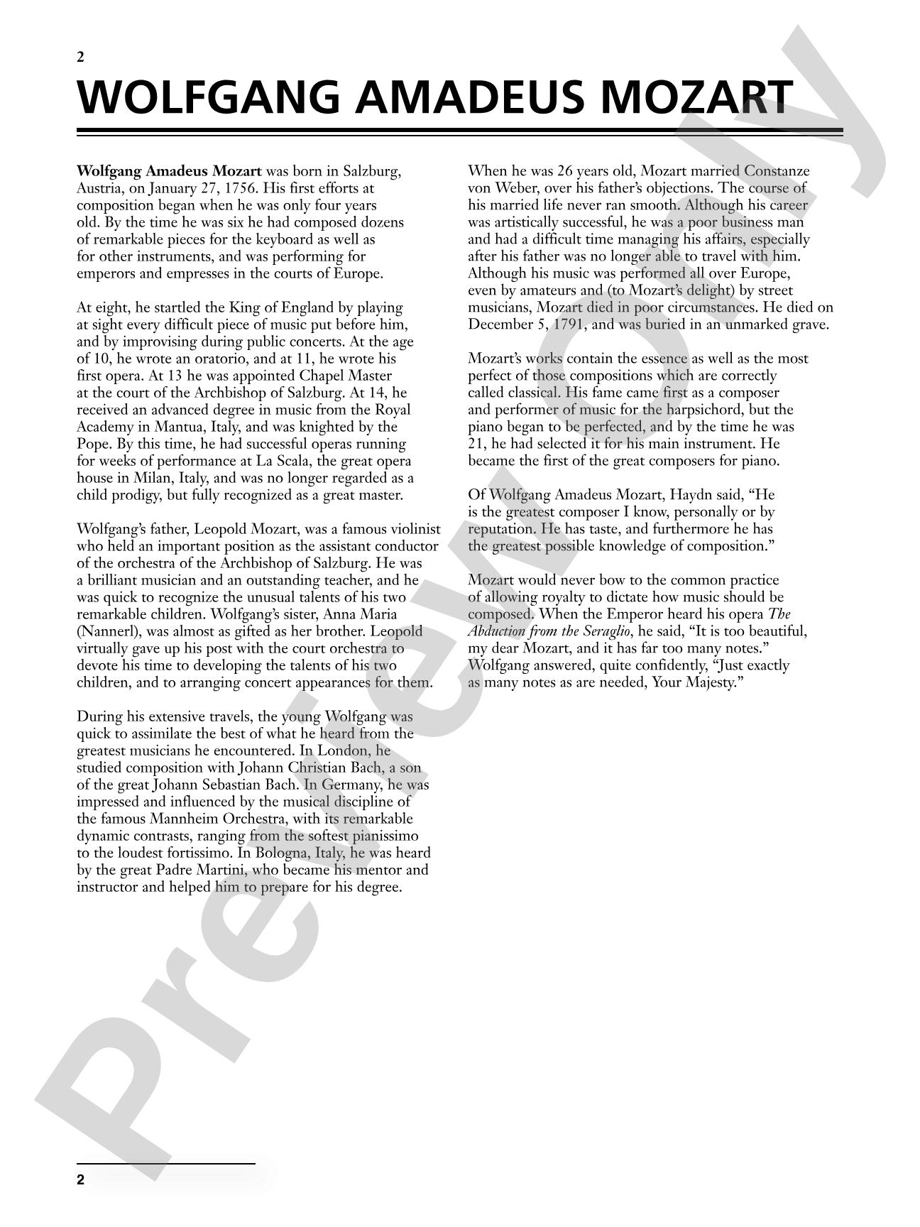 Mozart: Selected Works Transcribed for Guitar: Light Classics Arrangements for Guitar: Solo Guitar