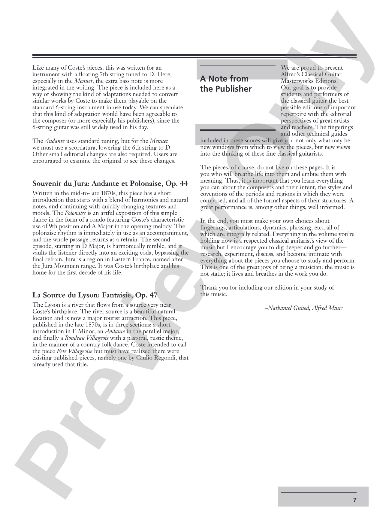 Coste: Selected Works for Guitar: Solo Guitar