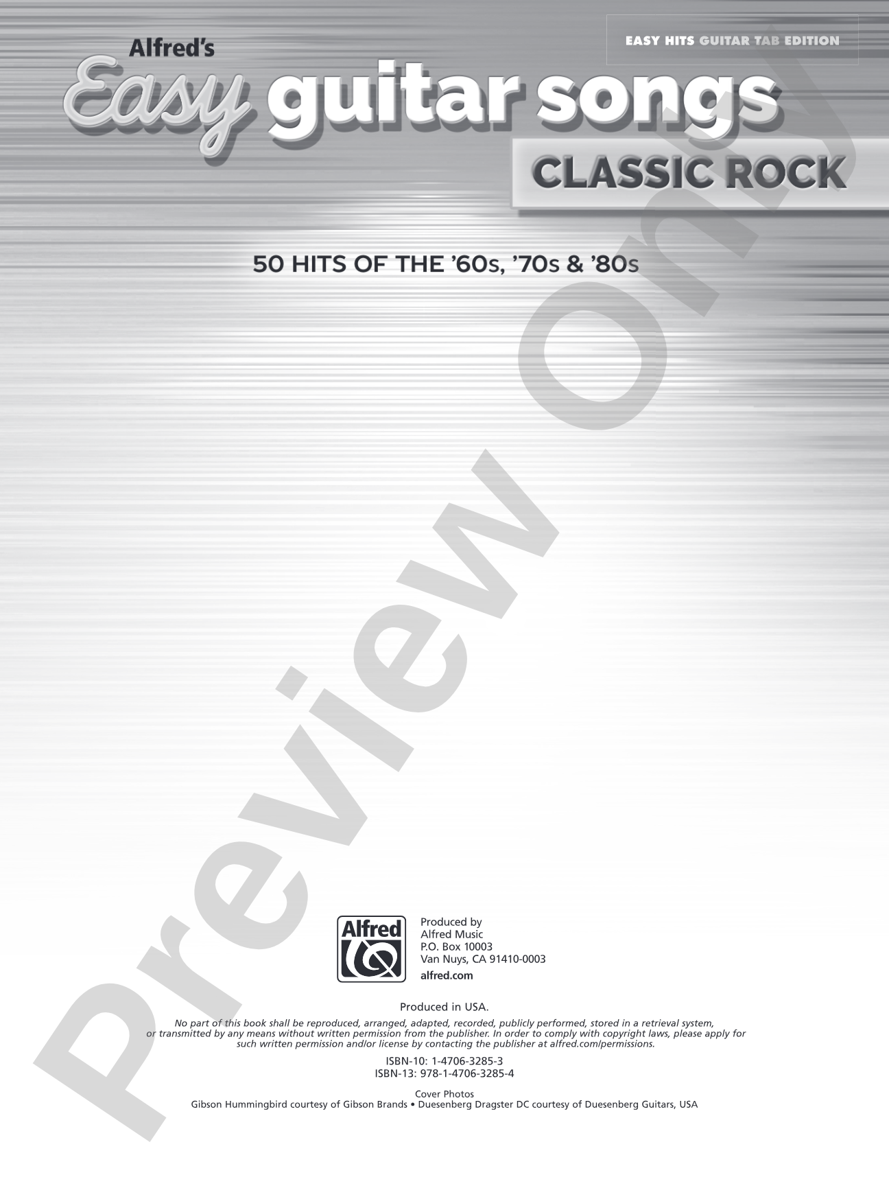 Alfred's Easy Guitar Songs: Classic Rock: 50 Hits of the '60s, '70s & '80s: Easy Guitar