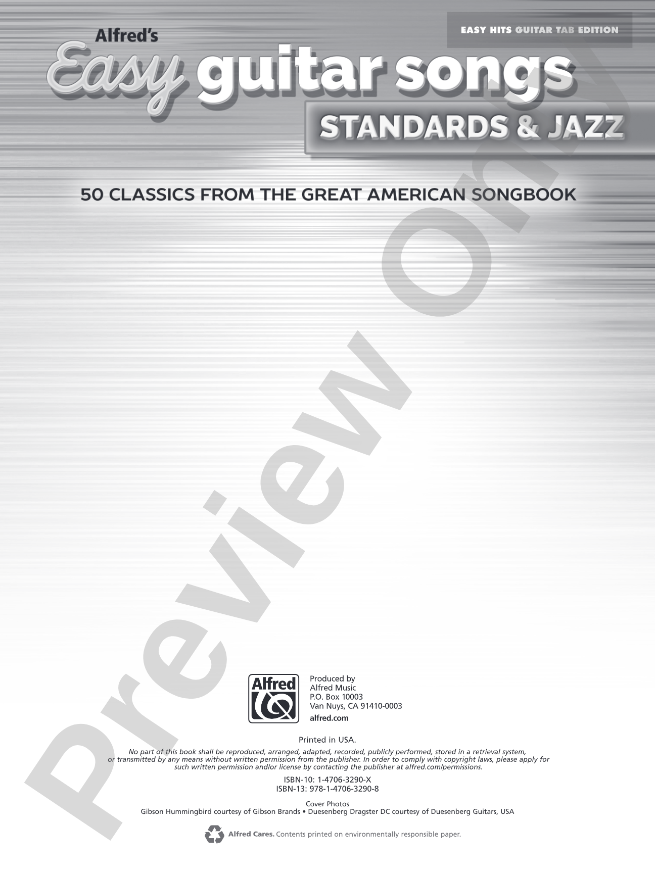 Alfred's Easy Guitar Songs: Standards & Jazz: 50 Classics from the Great American Songbook: Solo Guitar