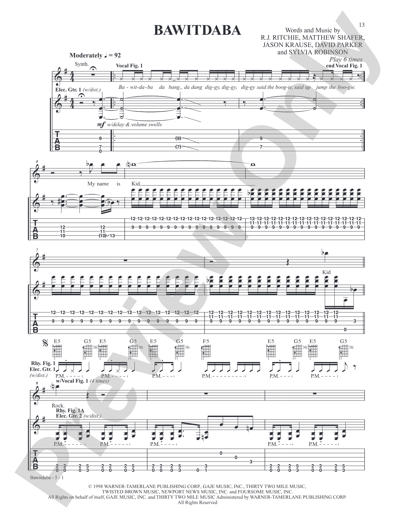Nineties Guitar Collection: 25 Hits---from Acoustic and Punk, to Nu-Metal & Beyond: Guitar Tab