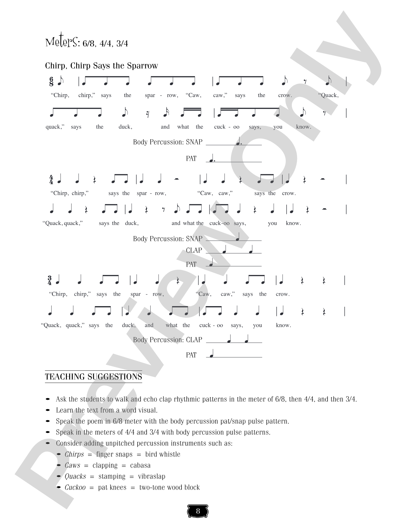 Pot-Pourri: Orff Arrangements for Elementary and Middle School Students