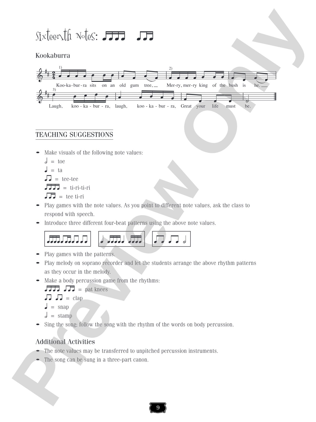 Pot-Pourri: Orff Arrangements for Elementary and Middle School Students
