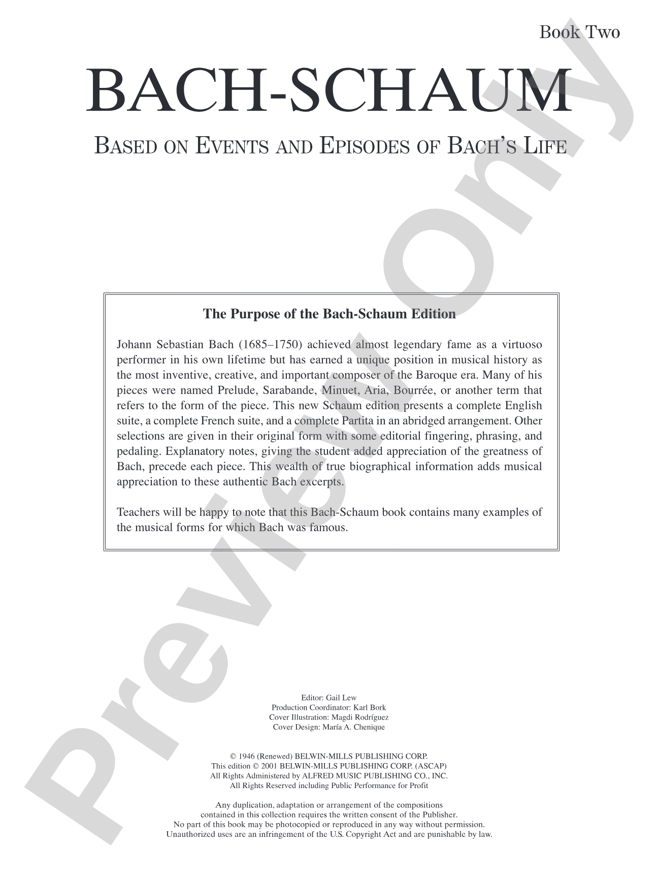 Bach-Schaum, Book Two: Based on Events and Episodes of Bach's Life: Piano