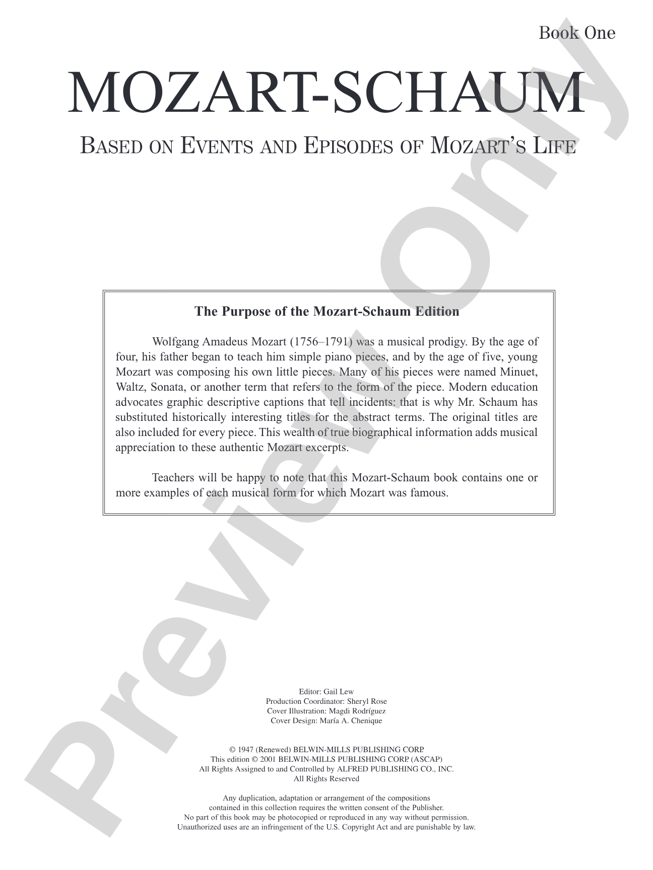 Mozart-Schaum, Book One: Based on Events and Episodes of Mozart's Life: Piano