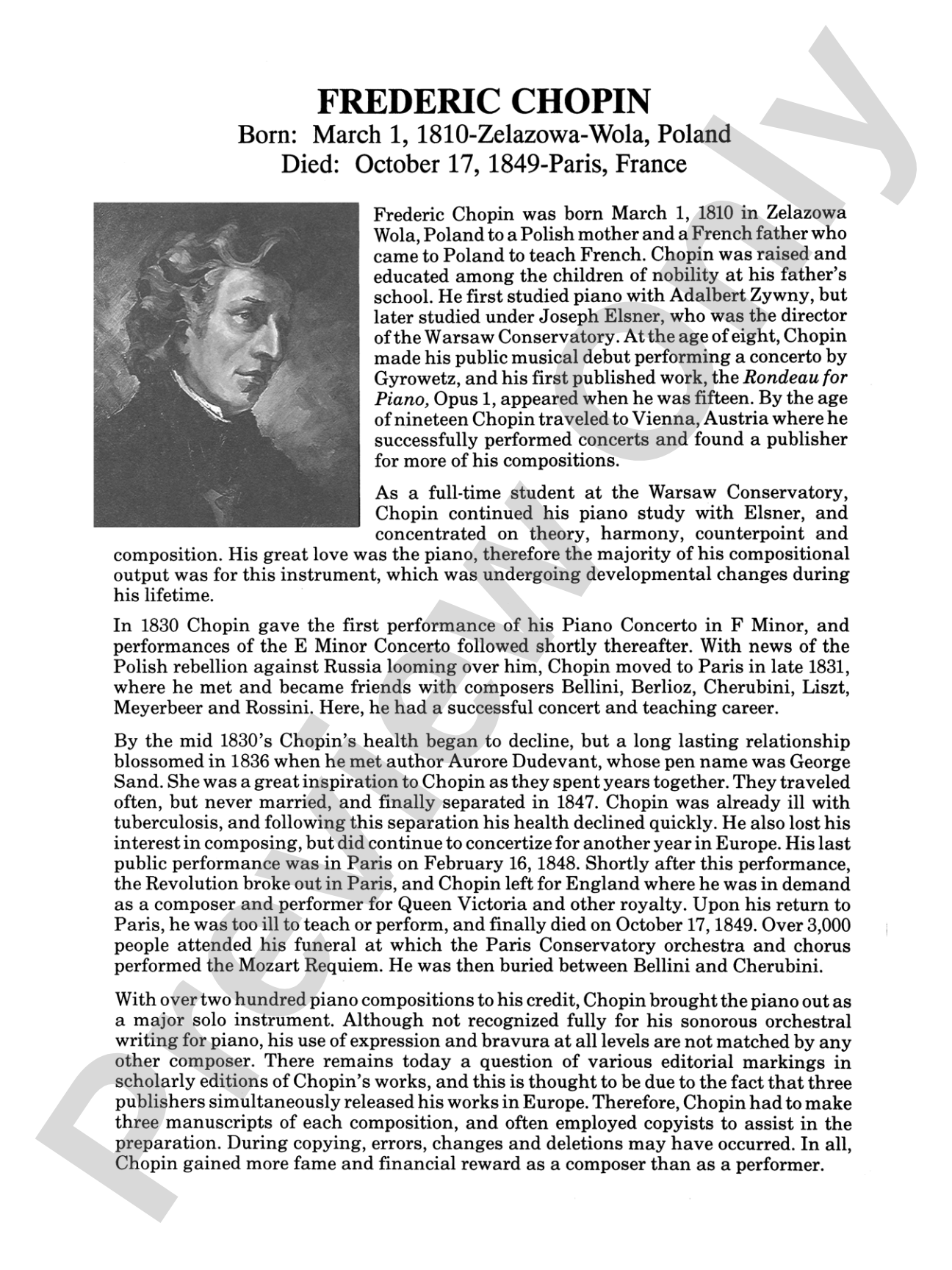 Chopin-Schaum, Book Two: Based on Events and Episodes of Chopin's Life: Piano