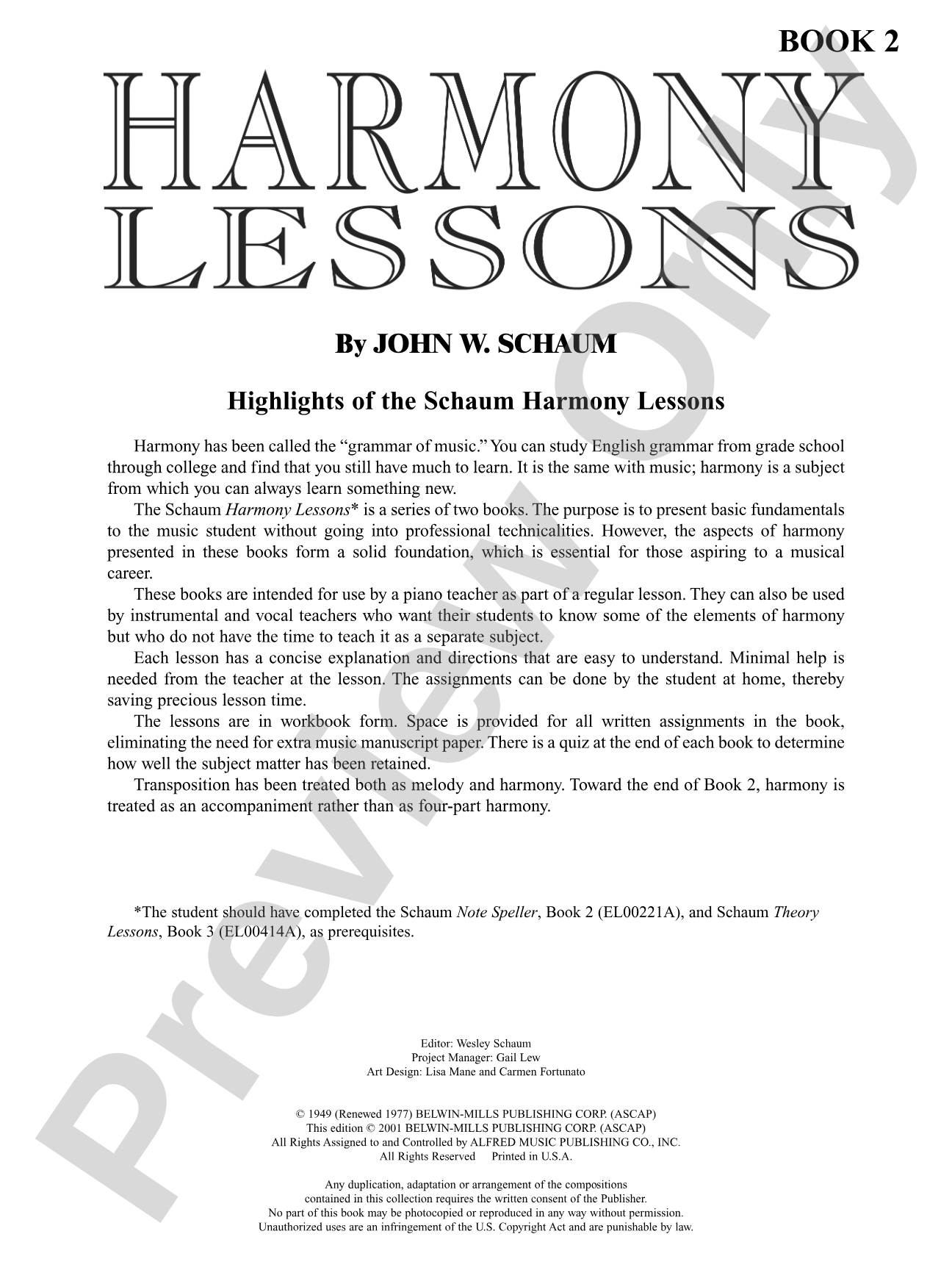 Harmony Lessons, Book 2 (Note Speller 4): Piano