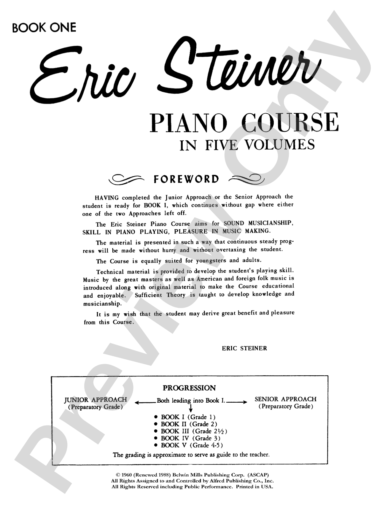 Eric Steiner Piano Course, Book 1: Piano