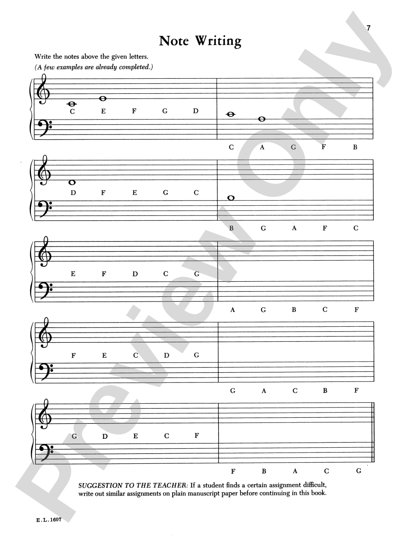 Workbook in Musical Notation, Book 1: A Note Speller: Piano
