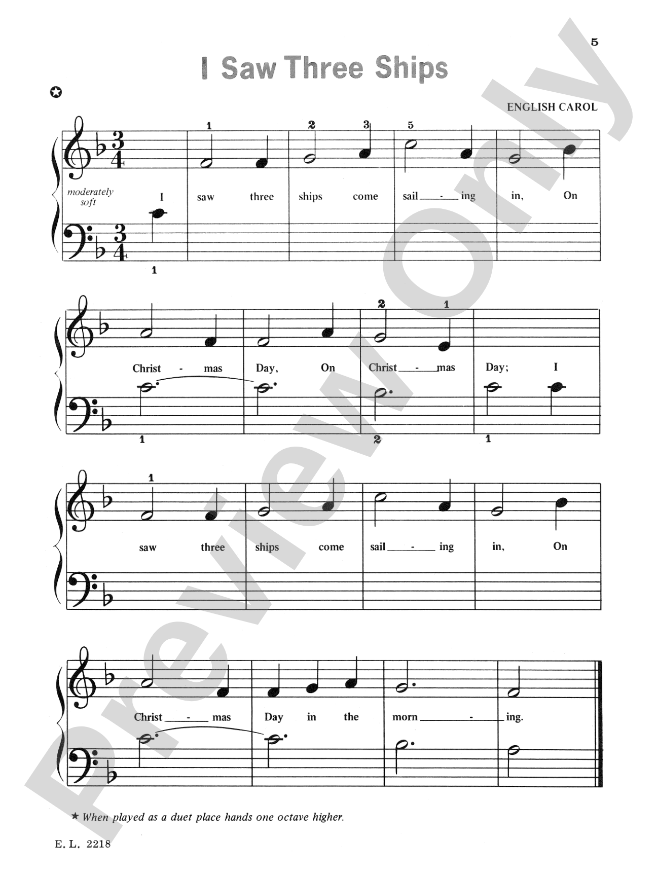 Christmas Music, Primer: Piano