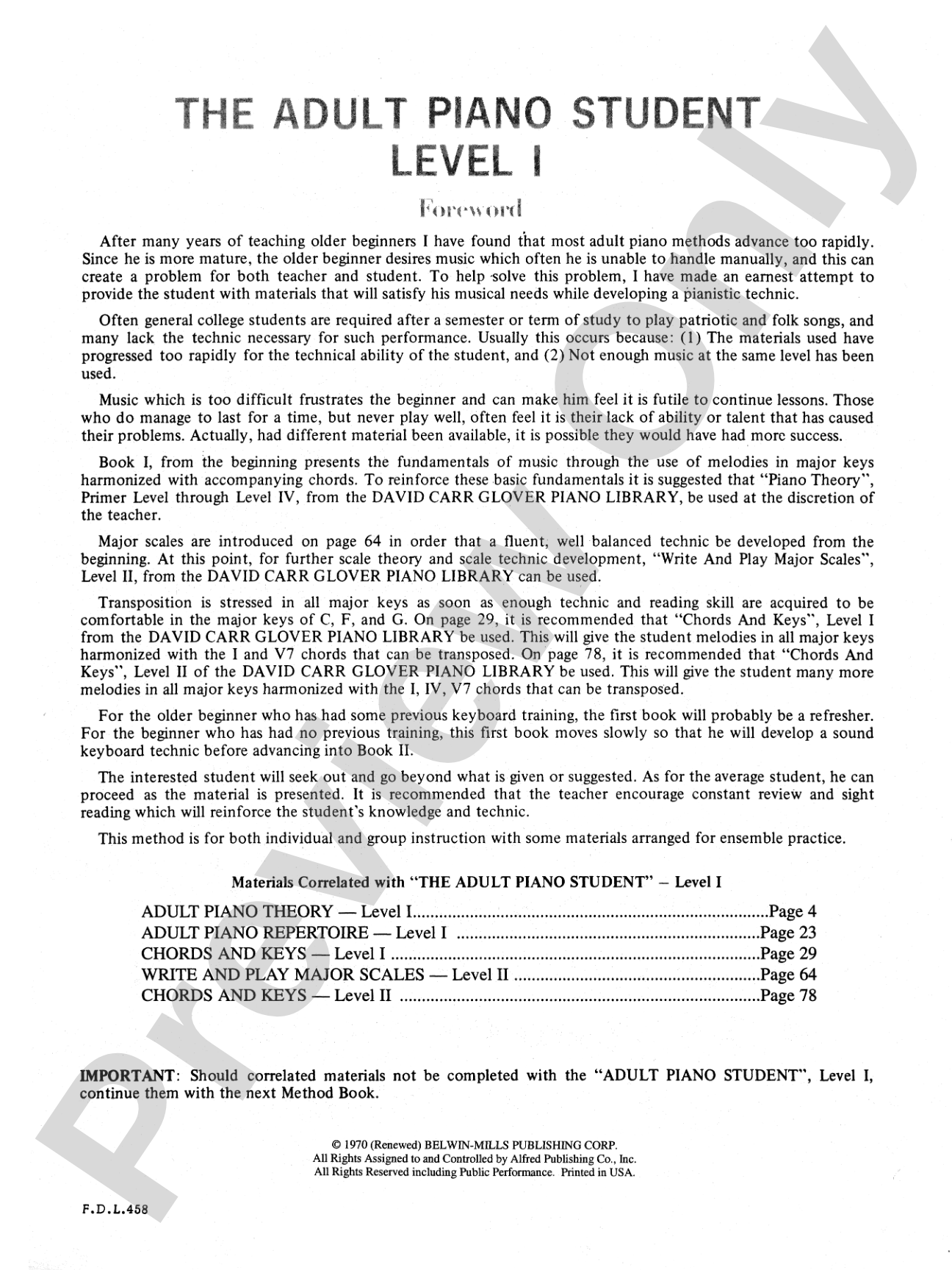 Adult Piano Student, Level 1: Piano