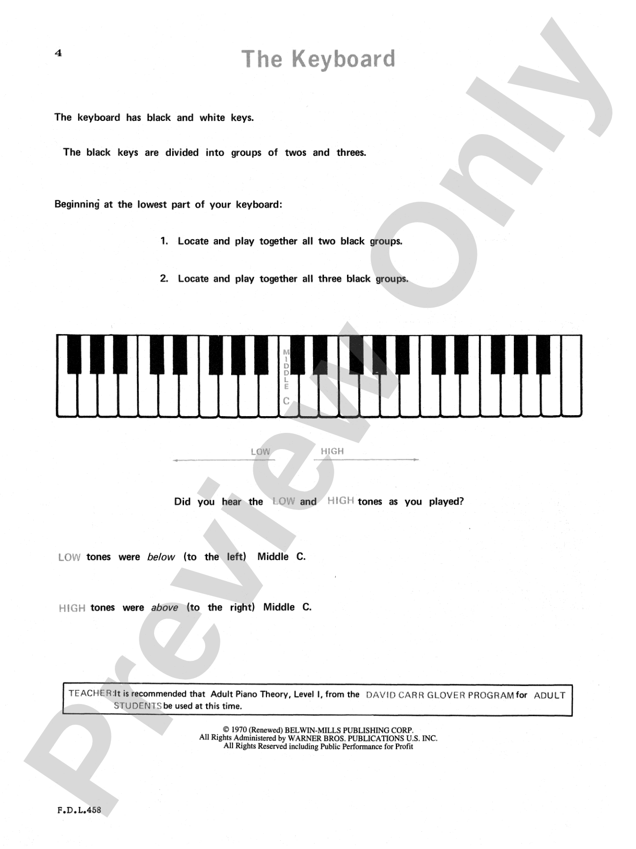 Adult Piano Student, Level 1: Piano
