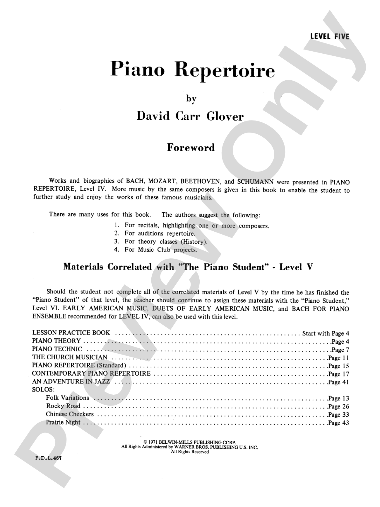 Piano Repertoire, Level 5: Piano