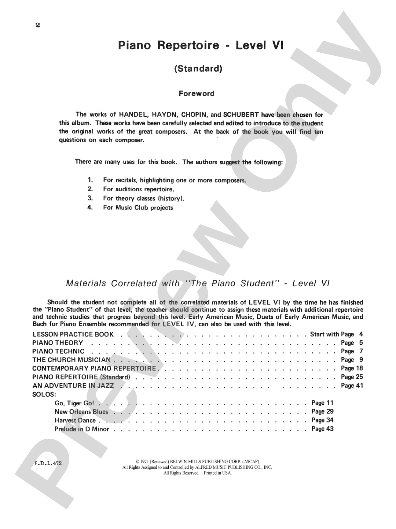 Piano Repertoire, Level 6: Piano