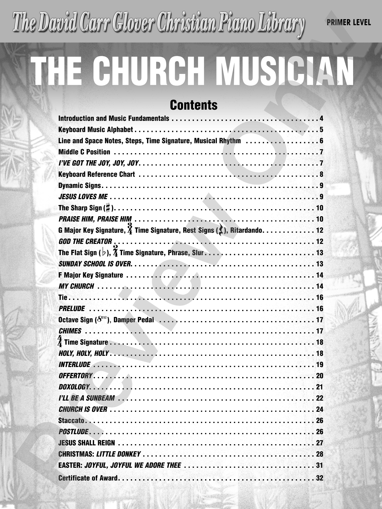 The Church Musician, Primer: Piano