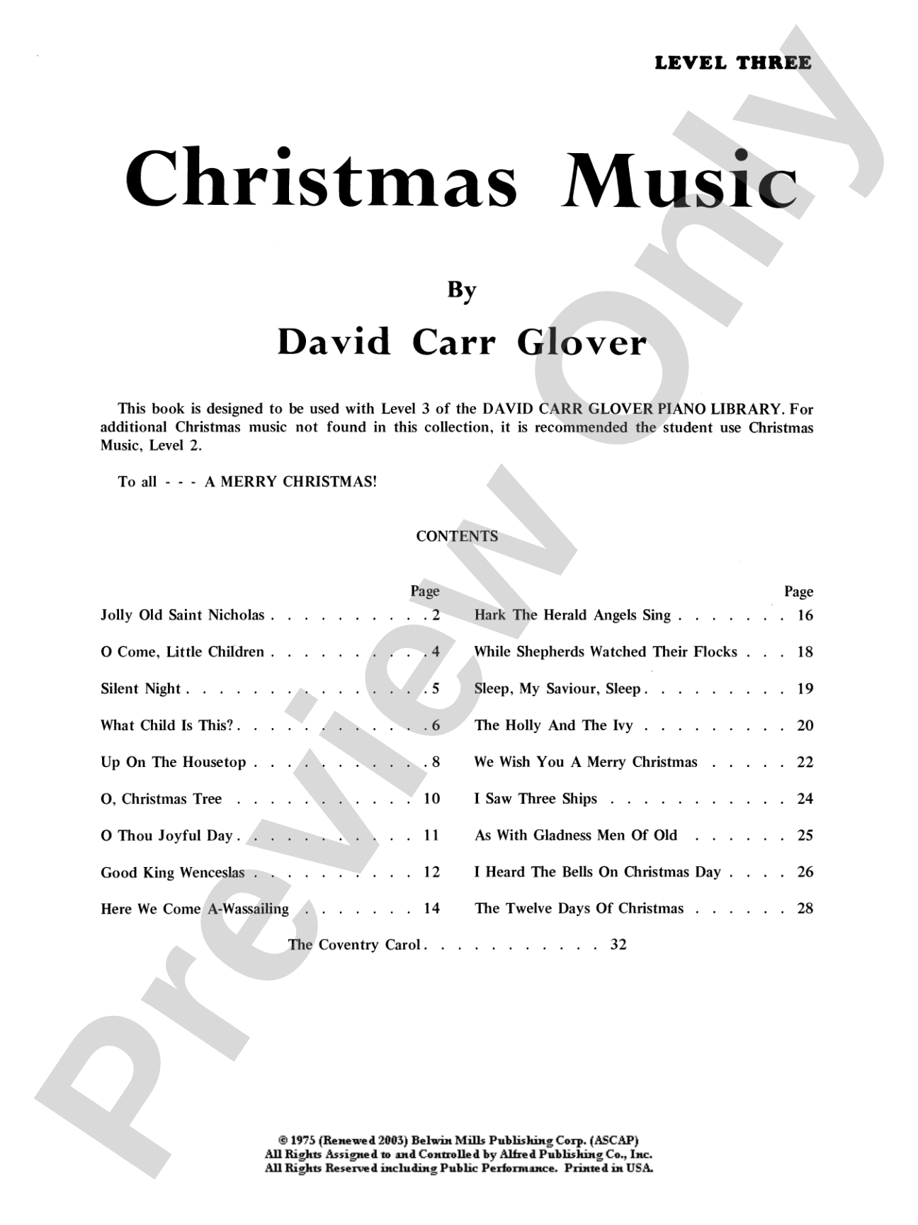 Christmas Music, Level 3: Piano