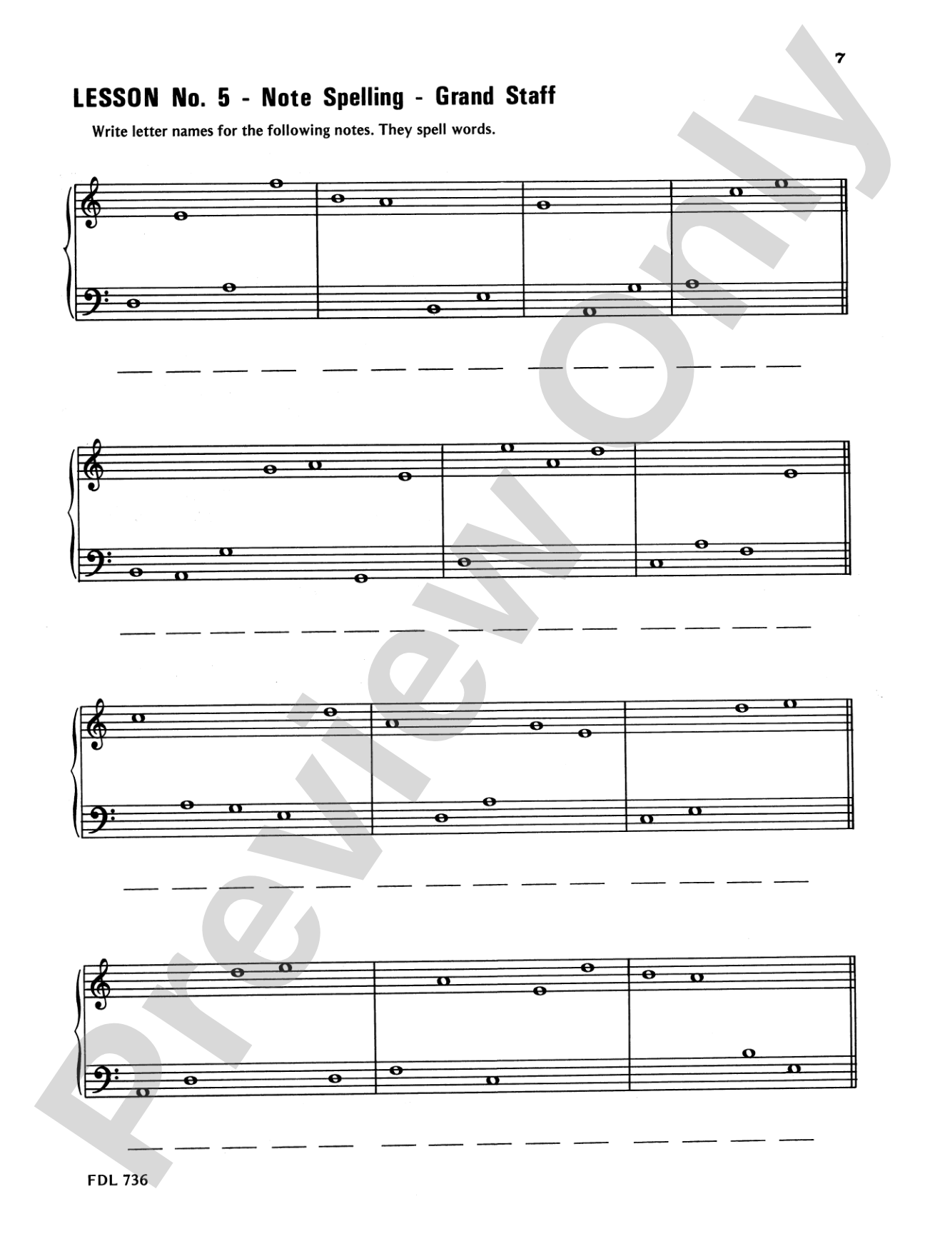 30 Notespelling Lessons, Level 2: Piano