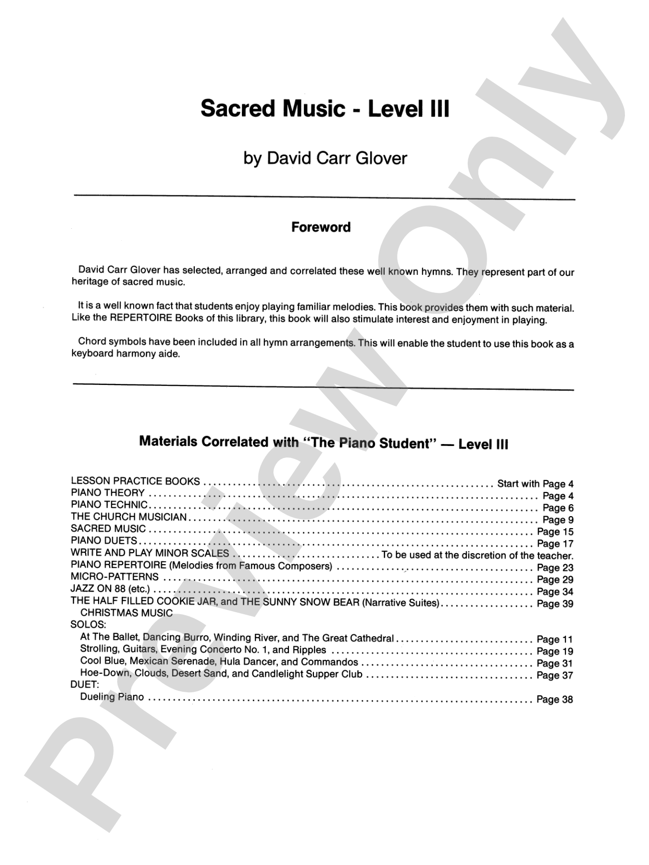 Sacred Music, Level 3: Piano