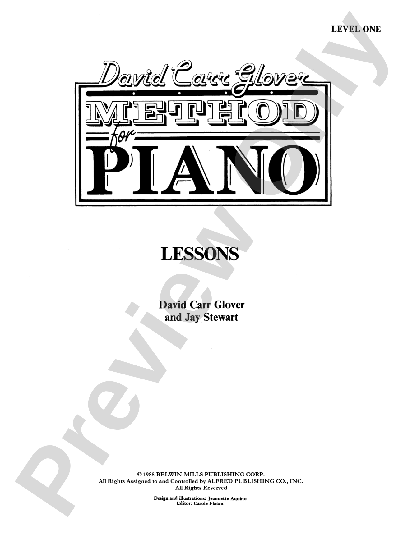 David Carr Glover Method for Piano: Lessons, Level 1: Piano