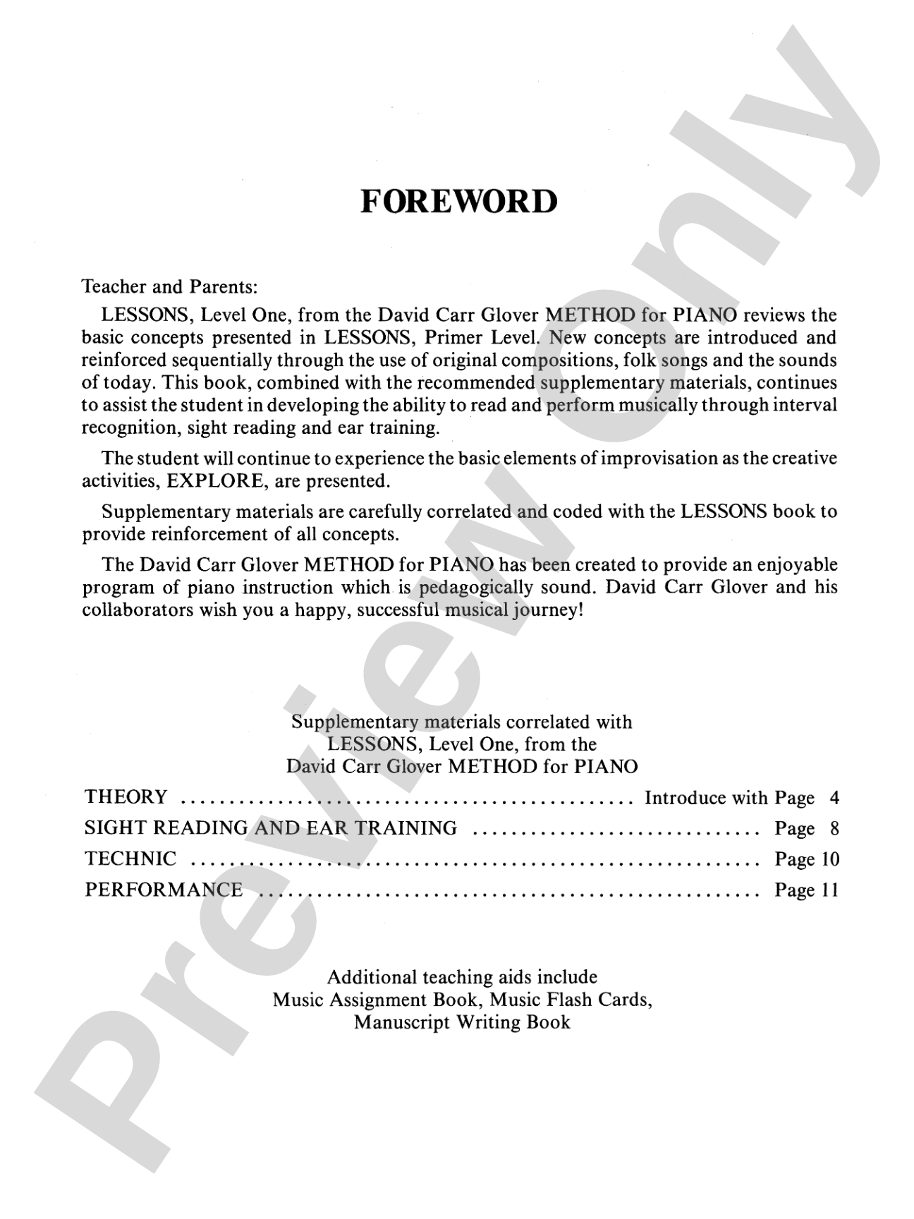 David Carr Glover Method for Piano: Lessons, Level 1: Piano