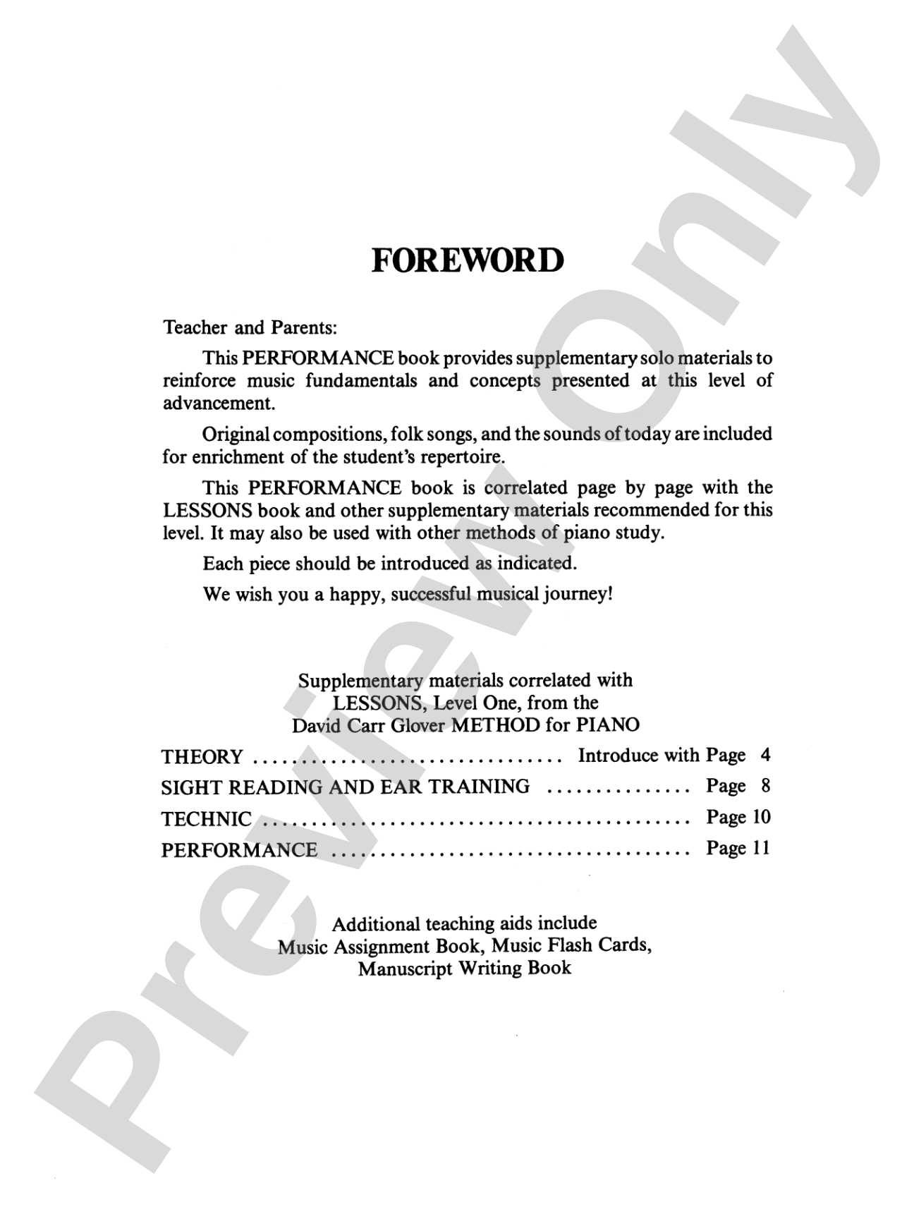 David Carr Glover Method for Piano: Performance, Level 1: Piano