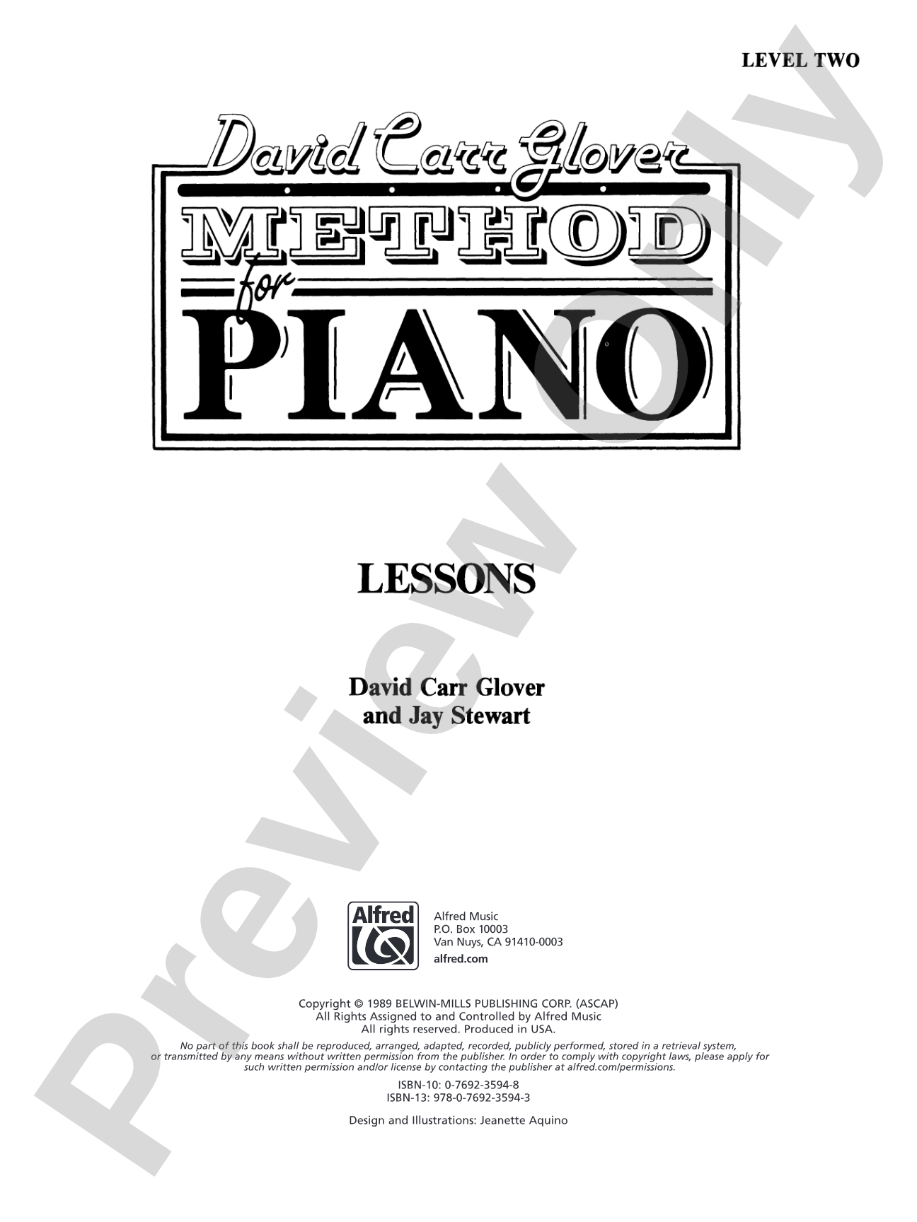 David Carr Glover Method for Piano: Lessons, Level 2: Piano