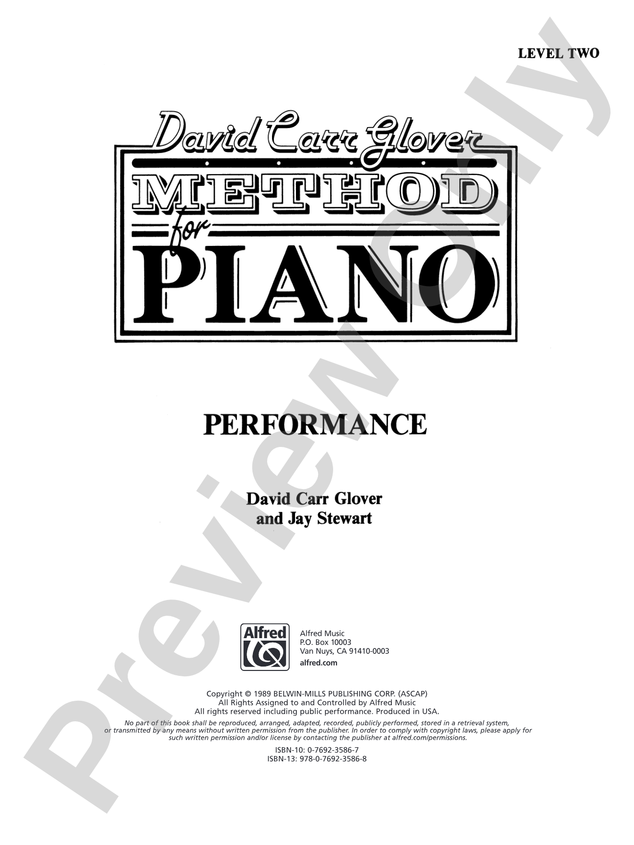 David Carr Glover Method for Piano: Performance, Level 2: Piano