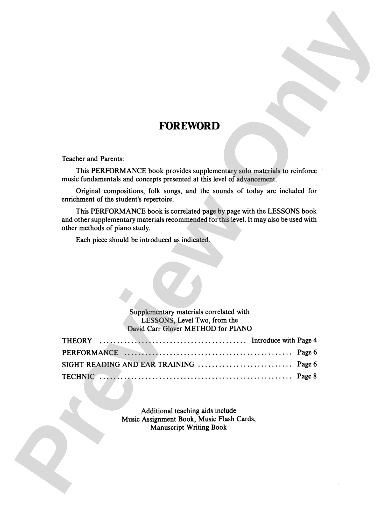 David Carr Glover Method for Piano: Performance, Level 2: Piano