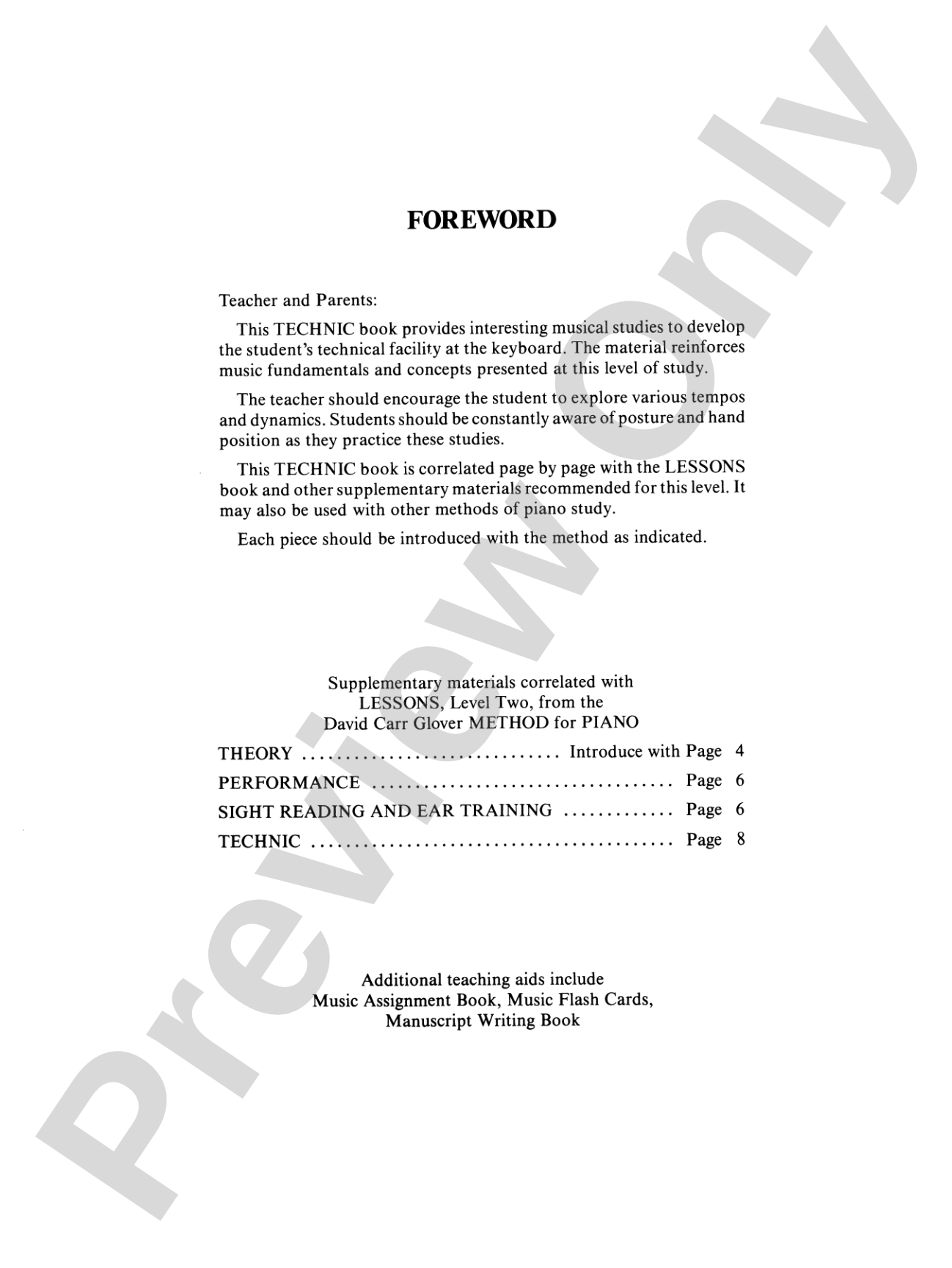 David Carr Glover Method for Piano: Technic, Level 2: Piano